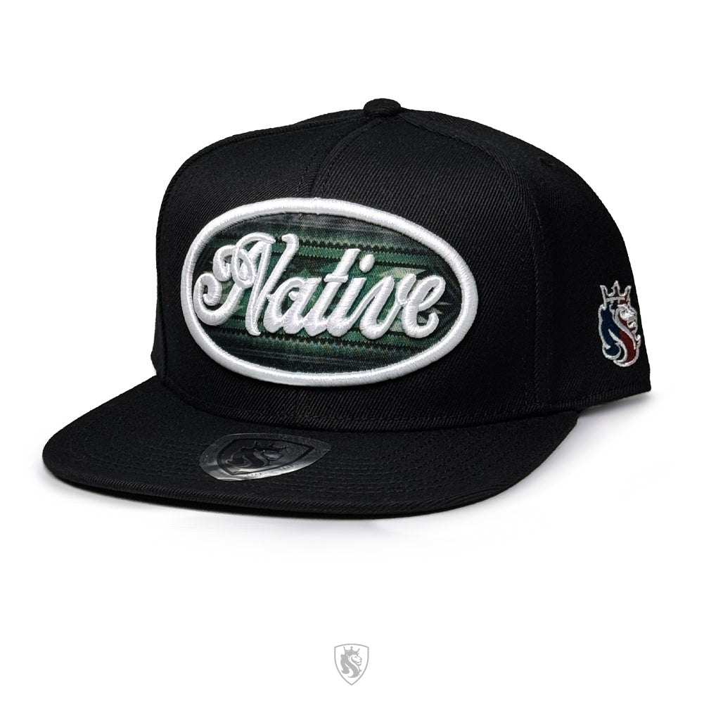 Native Script Oval Snapback Hat