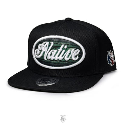 Native Script Oval Snapback Hat